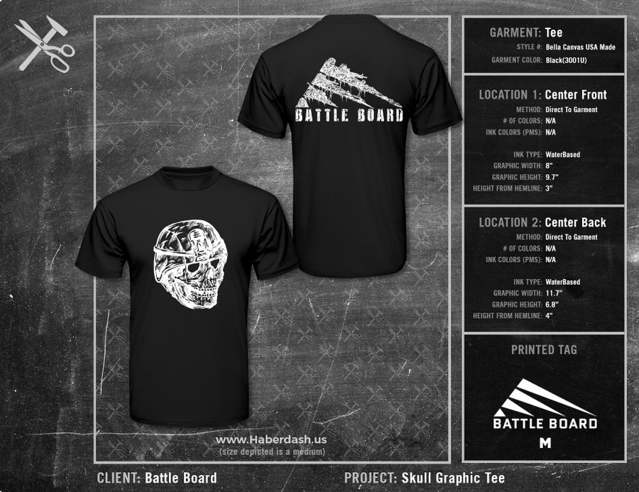 Battle Board Skull Graphic Tee - USA Made Tees