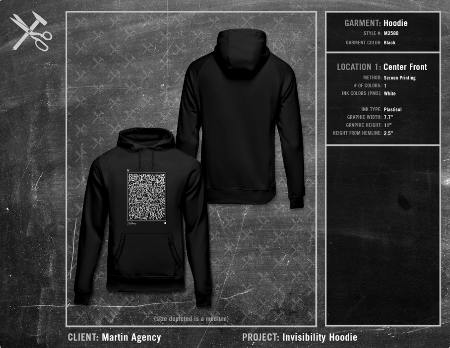 Martin Agency We Fight Invisibility Hoodie - black, front print only