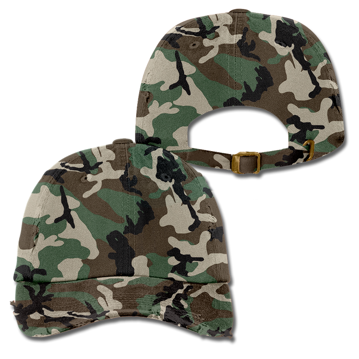Custom Camo Distressed Dad Hat