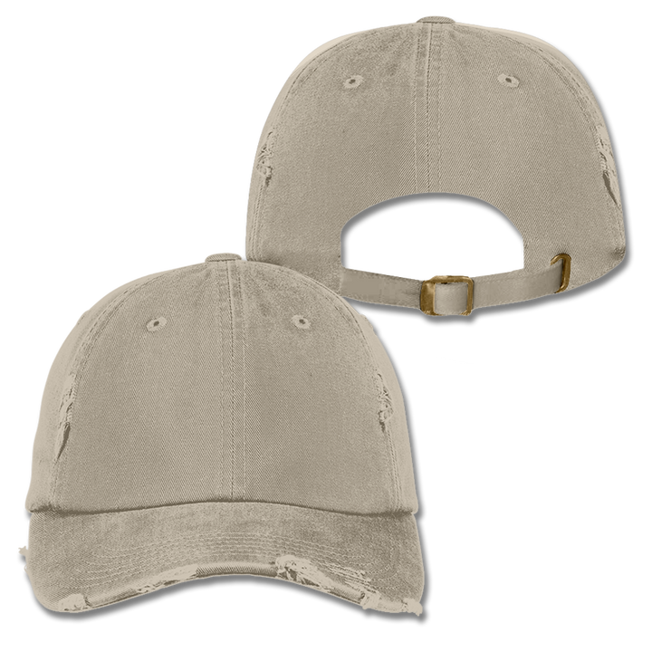 Custom Khaki Distressed Dad Hat