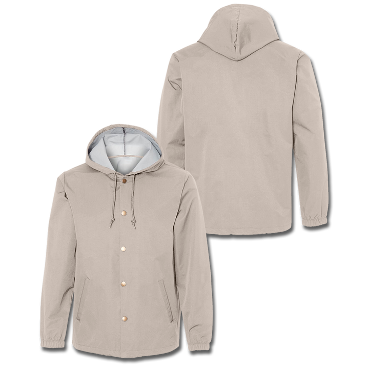 Custom Khaki Hooded Coaches Jacket